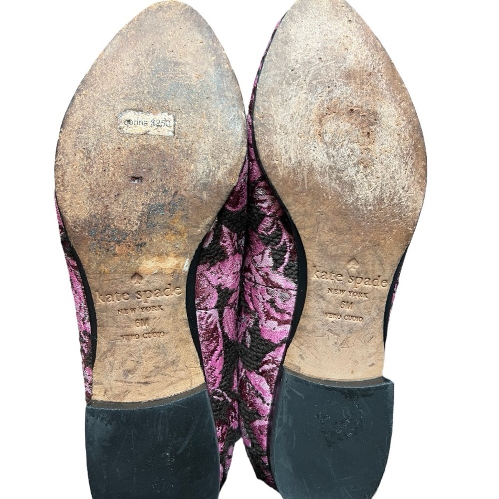 Kate Spade Corina Floral Brocade Loafers Pink Roses Size 6M - Picture 13 of 13
